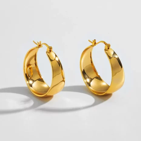 1-Pair-Simple-Style-Geometric-Stainless-Steel-Metal-Hoop-Earrings